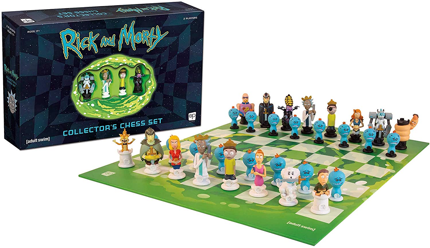 Rick and Morty Collector's Chess Set Collectible 32 Custom Sculpted Chess Pieces Adult Swim Rick and Morty Rick and Morty Collector's Chess Set Collectible 32 Custom Sculpted Chess Pieces Adult Swim Rick and Morty
